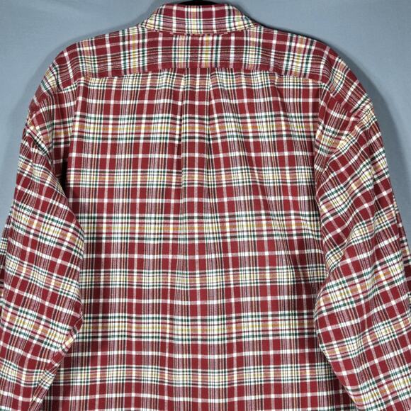 Ralph Lauren Big Shirt Mens Medium Red Plaid Button Front Long Sleeve Cotton - Picture 8 of 10